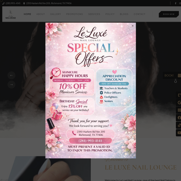 Le Luxe Nail Lounge live website example